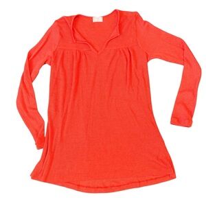 Anthropologie t.la Vibrant Orange Long Sleeve Waffle Knit Top